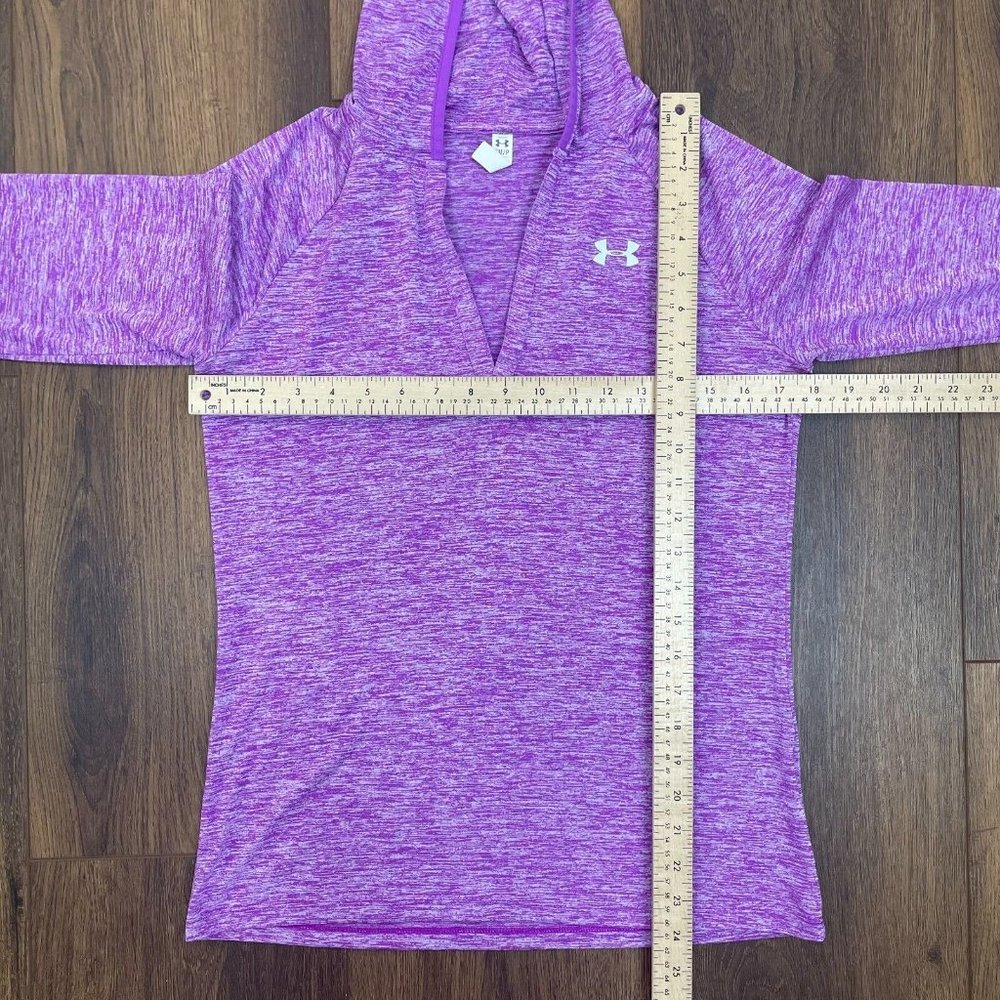 Under Armour Top Small Purple Hooded Loose Fit Long Sleeve Gym T-Shirt Women's - Picture 7 of 11